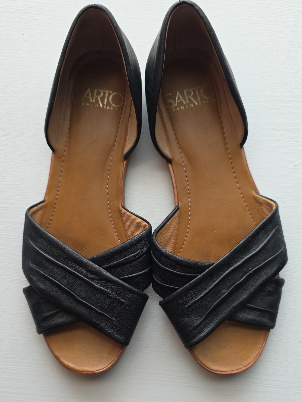 Franco Sarto Black Leather Flats